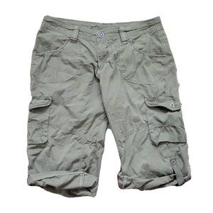 Kuhl Women's 8 Bermuda Cargo Shorts Stretch Cotton Green Hiking Pin-roll *Bleach